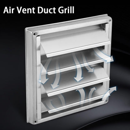 Louvered Outdoor Dryer Vent Cover, 100mm Stainless Steel Air Vent Duct Grill, Square Tumble Dryer Extractor Fan Outlet