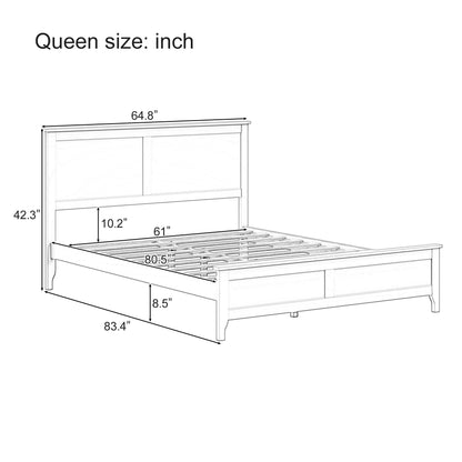 Merax Modern Solid Wood Queen Size Platform Bed with Headboard,No Box Spring Needed,Easy Assembly,Natural