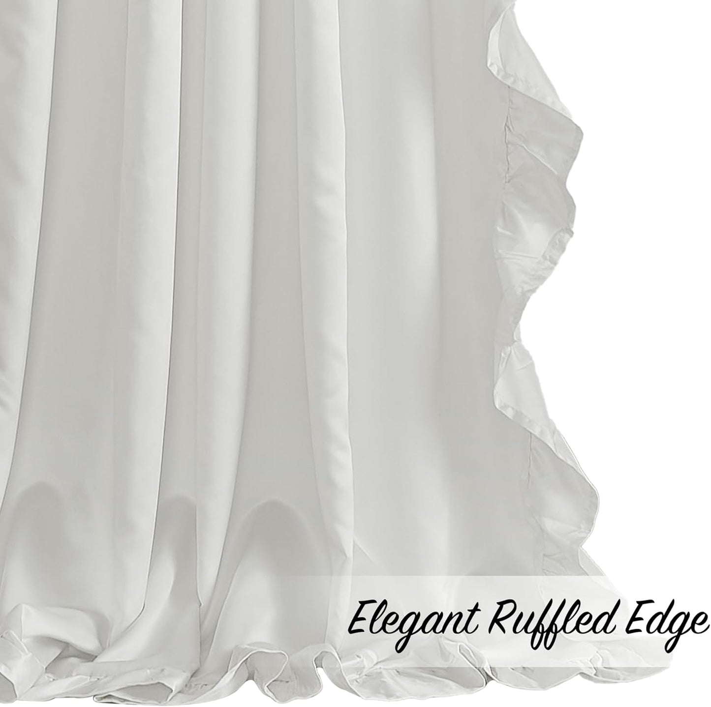 W52 L90, 2 StangH White Ruffle Curtains for Living Room, Luxurious Sheer Light Filtering Panels, Perfect for Holiday