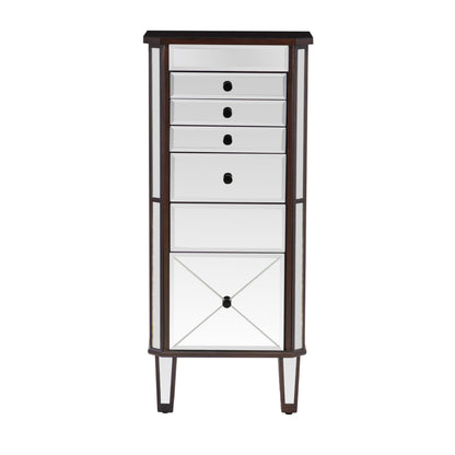 Powell Elsie Dark Espresso Wooden Jewelry Armoire with Mirrored Front
