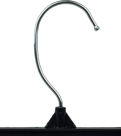 HangOn Pants Hangers, 14 Inch Recycled Plastic with Ridged Clips, Pack of 10 in Black
