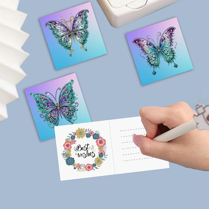POETRYDRAW 6 Pack 5D DIY Diamond Art Painting Greeting Card Kit, Diamond Art Christmas Butterfly Greeting Card, Crafts Kit Creative with Envelope
