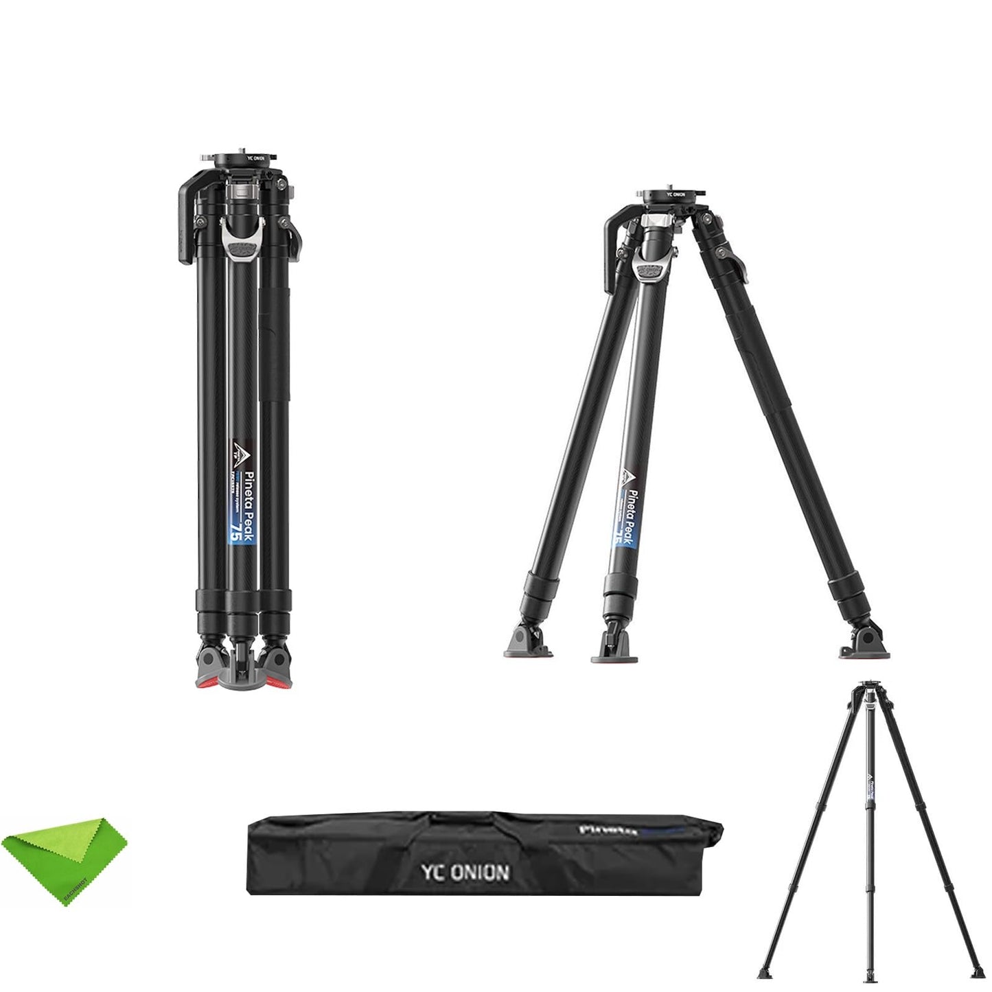 YC Onion PINETA Peak Carbon Fiber Tripod with Coconut 75mm Bowl Head, 35kg/77lbs Payload with Bowl Head, Adjustable Legs, One Step Release Travel Camera Tripod for Mirrorless, DSLR