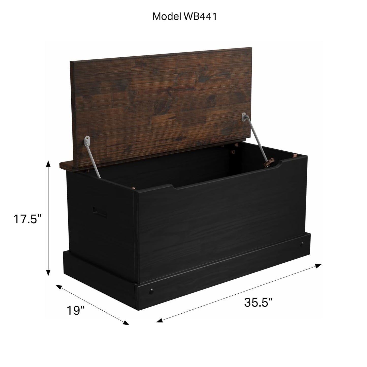 OSHOME 35.5" Solid Pine Storage Chest with Lift -Top Hinged Lid, Storage for Bedroom, Entryway and Living Room in Harvest Black Finish