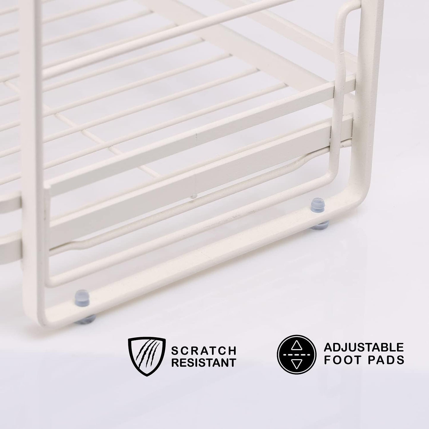 zccz 2-Tier Bathroom and Kitchen Organizer, Easy Assembly Storage in White Cream Color for Countertop