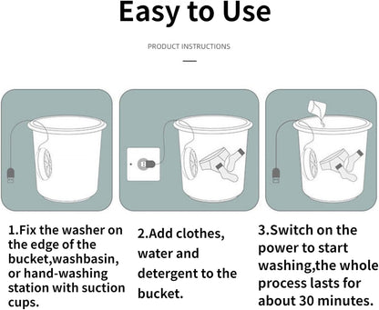 Mini Washing Machine - Portable Washer for College Rooms, Travel, Home, Apartment - Small Turbine Washer with USB