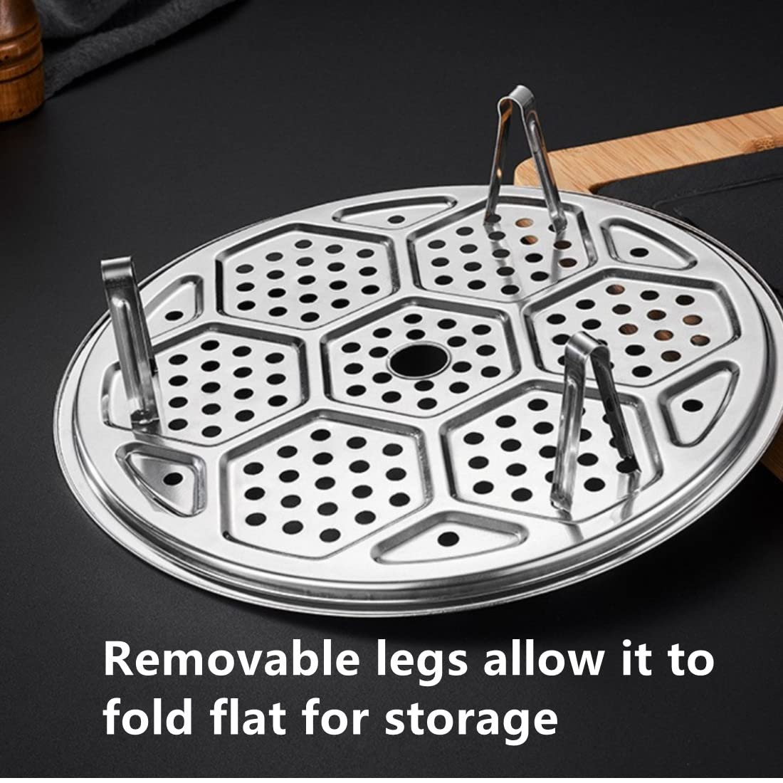 Round Stainless Steel Steamer Rack, Thicken 7.7" 8.5" 9.3" 10" Inch Diameter Canner Steaming Rack Stand Cooking Ware Food Vegetable Steam Tray for Pressure Cooker Pot (4 Pack)