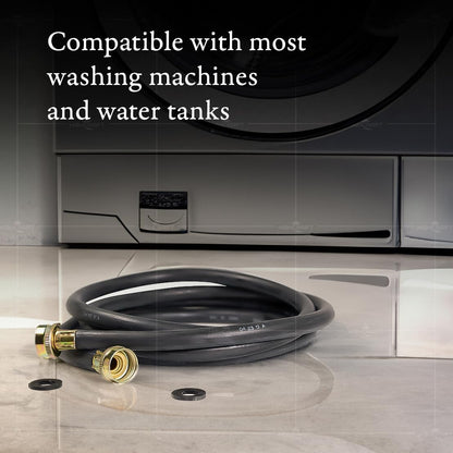 HIGHCRAFT 2564, 4 Feet Washing Machine Hose, Durable Black EPDM Rubber Tube Cover, 3/4" x 3/4" Female, MADE IN USA