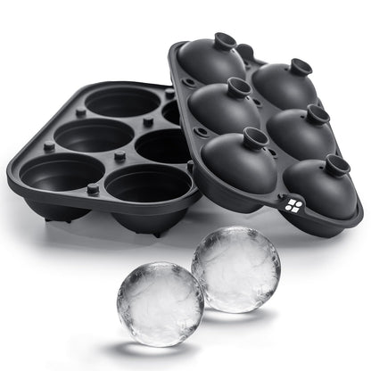 Ice Cube Molds – Large Silicone Ice & Sphere Mold Combo with Built-In Easy-Fill Funnel 2-Inch Round & Square Whiskey Ice Molds for Cocktails & Bourbon