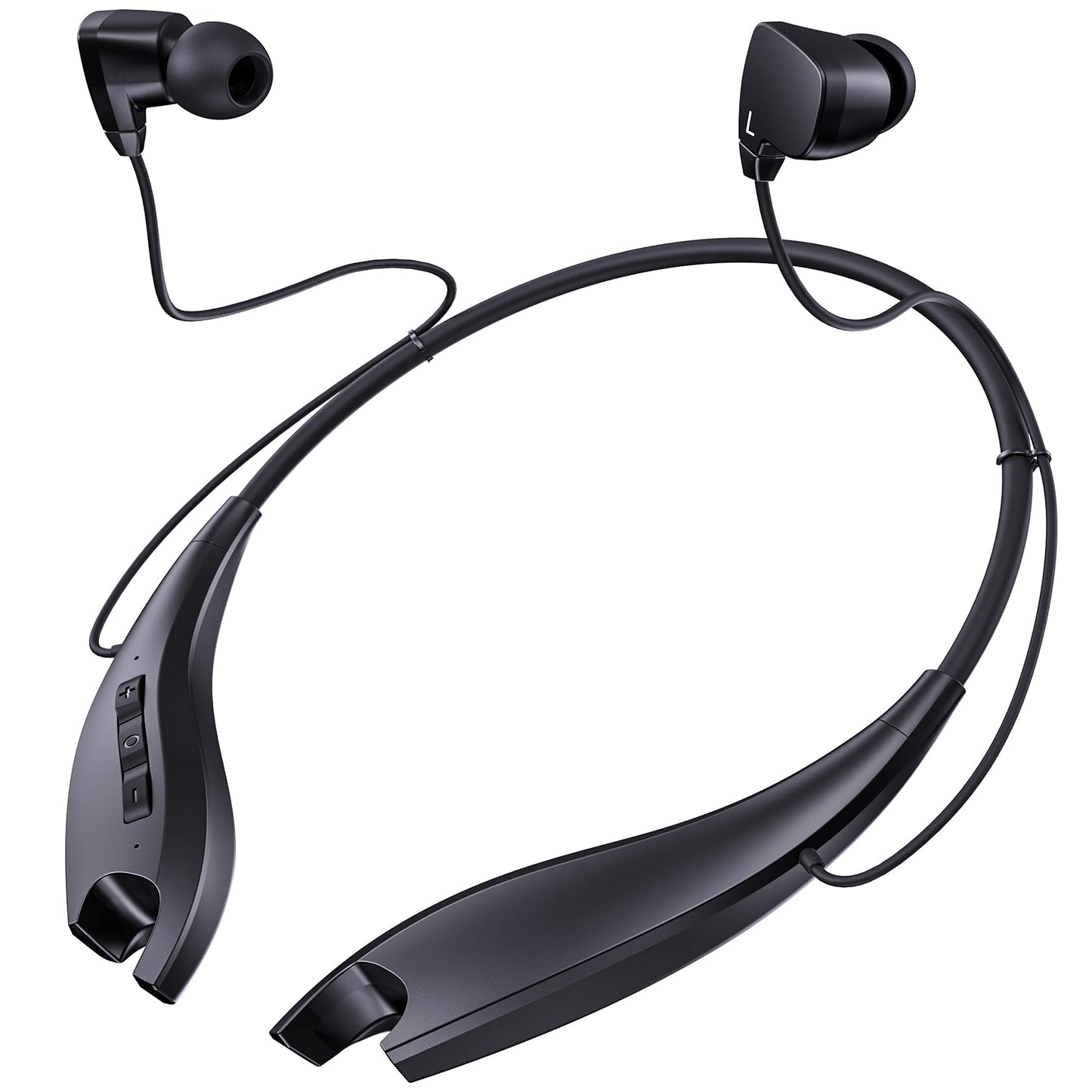 YOSDOM Neckband Bluetooth Headphones, Around The Neck Headphones 24H+ Playtime, Bluetooth Headsets with Call Vibration, Shark Jaw Design Wireless Earbuds+Noise Isolation/Built-in Mic/IPX7 Waterproof