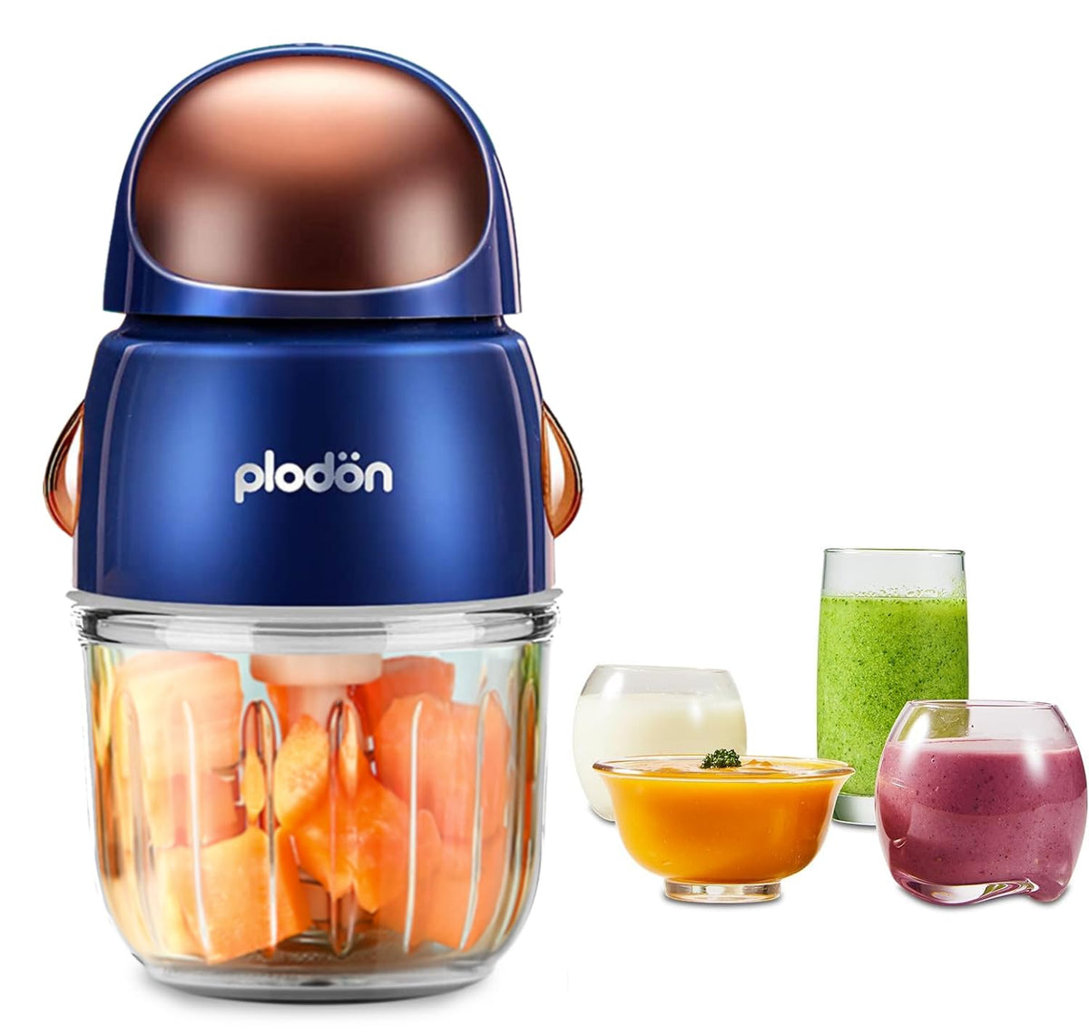 Plodon Baby Food Maker Mini Cute and Small Food Processor Puree Blender Grinder Chopper 300ml Cup Glass Bowl with 8 Blade Electric (Spaceman-Blue)