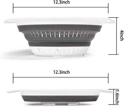 Collapsible Strainer/Colander Set of 2-Piece - 5 Quarts Food-Grade Silicone Kitchen Filter for Pasta, Veggies