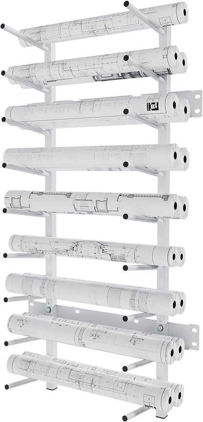 Skiennix Wall Mount Blueprint Storage Rack - Heavy Duty Roll File Holder for Plans & Posters | 320 lbs Capacity