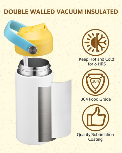 OFFNOVA 12oz Kids Sublimation Tumbler, 8 Pack Stainless Steel Sippy Cup Blank, Vacuum Insulated Water Bottle with Leak-Proof Straw Lid