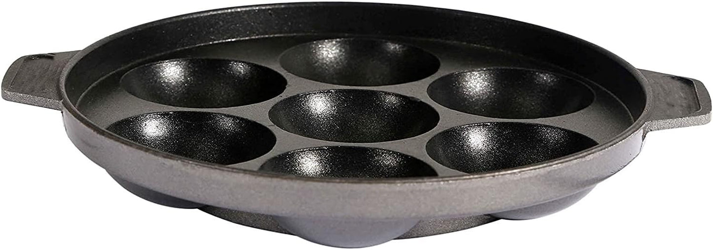 Appam Patra Paniyaral Non-Stick Paniyaram Pan with Stainless Steel Lid, 7 Balls