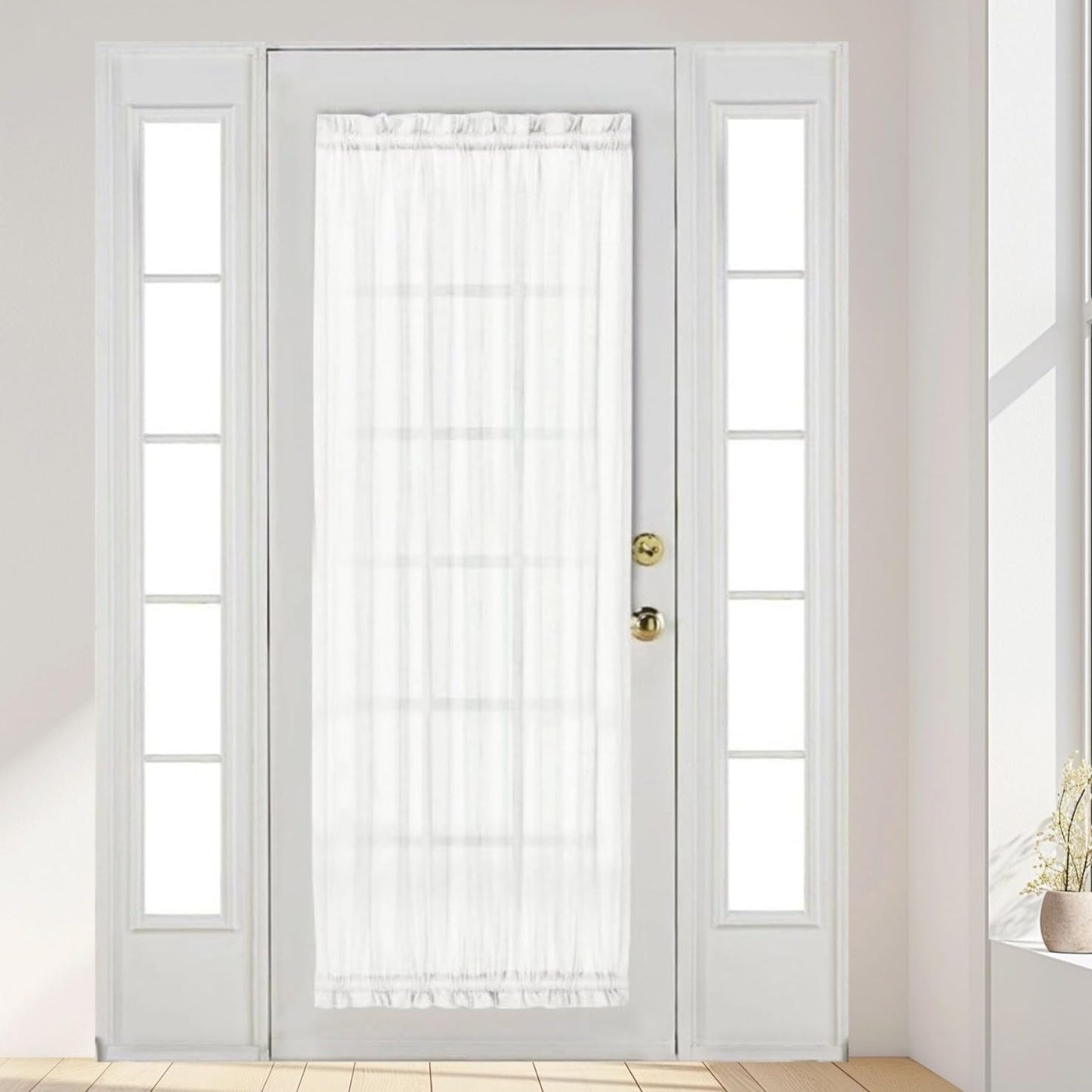 Aquazolax Elegant Solid Sheer Patio Door Curtain Panel, 54"x72" Voile Drapery, 1 Piece, Pure White for French Door