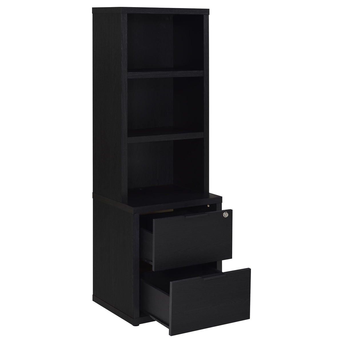Coaster Home Furnishings Westpark 3-Shelf Bookcase USB and Lockable Drawer Black