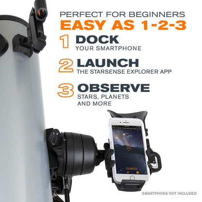 Celestron StarSense Explorer DX 130AZ App-Enabled Telescope – 130mm Newtonian Reflector with Smartphone Dock & StarSense App – iPhone & Android Compatible – Easy-to-Use for Beginners