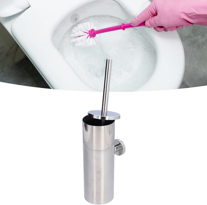 Toilet Brush and Holder Set, Stainless Steel Long Handle Toilet Bowl Cleaner, Soft Toilet Cleaning Brush (Silver)