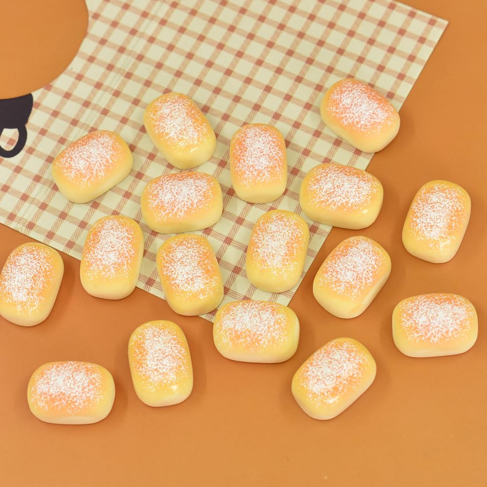 wybcfp 50 Pcs Artificial Mini Bread DIY Accessories Resin Miniature Bread Cake Decor Simulation Bread Craft Charm for DIY Craft Accessories Mini Kitchen Decoration
