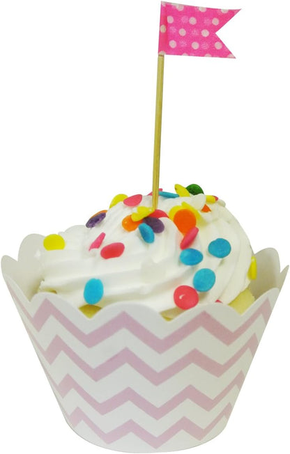 Wrapables Standard Size Chevron Cupcake Wrappers, Set of 20, Pink