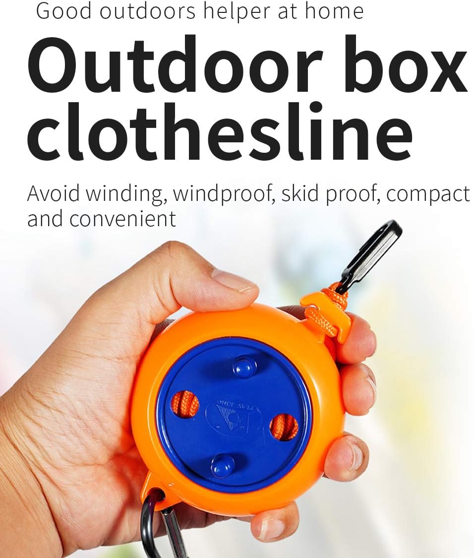 Portable Travel Clothesline Cord, Adjustable 33ft Camping Clothes Line with 20Pcs Windproof Clothespins
