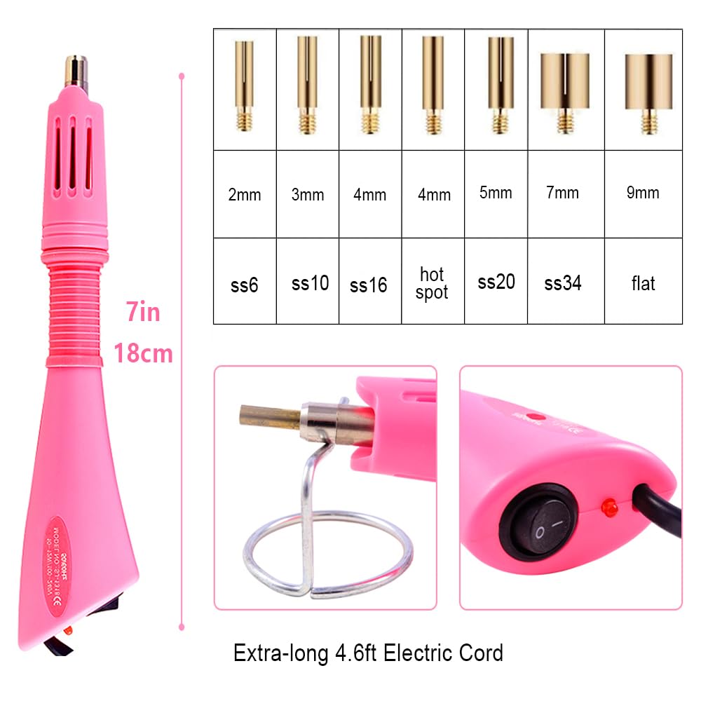 blinginbox Hotfix Applicator DIY Crafts Hot Fix Rhinestone Setter Hot Fixed Wand Kit 6000 Pcs Gems Picker Brush Bag Various Tips Bedazzler Kit with Crystal Bedazzling Set Heat Gun for Crafts