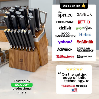 Dalstrong 24-Piece Knife Block Set — Forged German Steel (9–11° Hand-Sharpened Edge), Kiritsuke, Carving, Steak Knives — Vanquish Series For Serious Entertainers, Dinner Parties & Holiday Kitchens