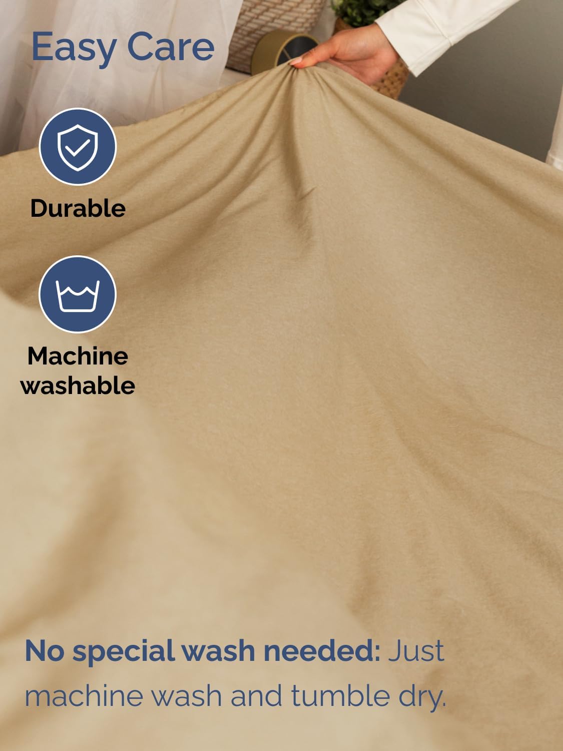 Skiennix Extra Deep King Sheet Set - 6-Piece Breathable Cooling Bedding - Soft, Wrinkle-Free Heathered Tan