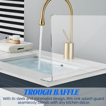 Cabilock Kitchen Sink Splash Guard 15.75X8.27 Inch Clear Acrylic Water Barrier for Bathroom and Kitchen Countertop Splash Prevention