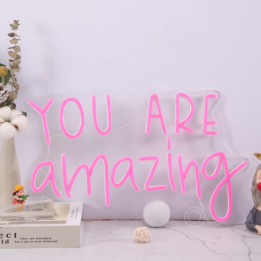 SYLHOME You Are Amazing LED Neon Light Sign 5V Girls Boys Bedroom Living Room Classroom Wall Decor Sign Hanging Smart Kid Birthday USB 16.9" X 10.6" Warm White