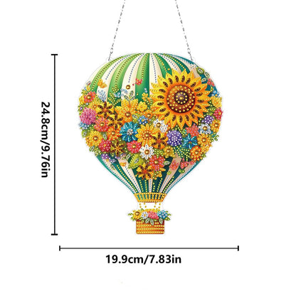5D Diamond Painting Kits Hanging Pendant Flower Hot Air Balloon, DIY Crystal Art Hanging Sign Special Shaped Gem Art Ornament Kit for Home Décor and Gift, Double Sided, Box Package (Yellow-02)