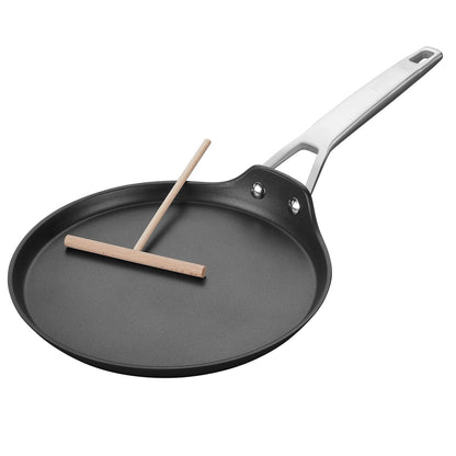 MsMk Crepe Pan with Spreader, 9 1/2 Inch Titanium and Ceramic Nonstick Flat Skillet Pancake Tawa Dosa Tortilla Pan, Induction Compatible, PFOA Free, Oven Safe to 700°F