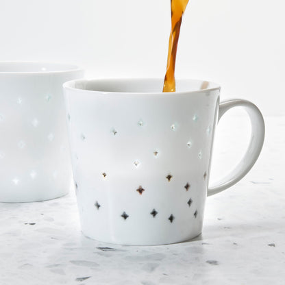 Tulip Transparent Diamond Porcelain Coffee Mugs, 10 oz, 2 Pack – See-Through Ceramic Mugs, Microwave & Dishwasher Safe, Modern Gift Mugs
