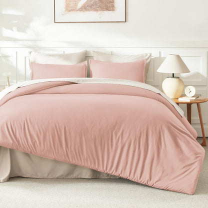 Litanika Pink Twin Comforter Set for Girls, 2 Pieces Kids Blush Plain Bedding Comforter Set, All Season Bed Set (66x90In Comforter & 1 Pillowcase)