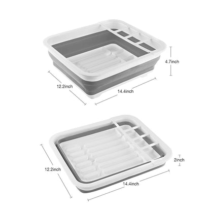THANSTAR Collapsible Dish Drying Rack Portable Dinnerware Drainer Organizer for Kitchen RV Campers Travel Trailer Space Saving Kitchen Storage Tray
