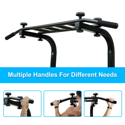 Power Tower Pull Up Bar Dip Station for Strength Training, Multi-Handle Design, Adjustable Height, Home Gym Fitness