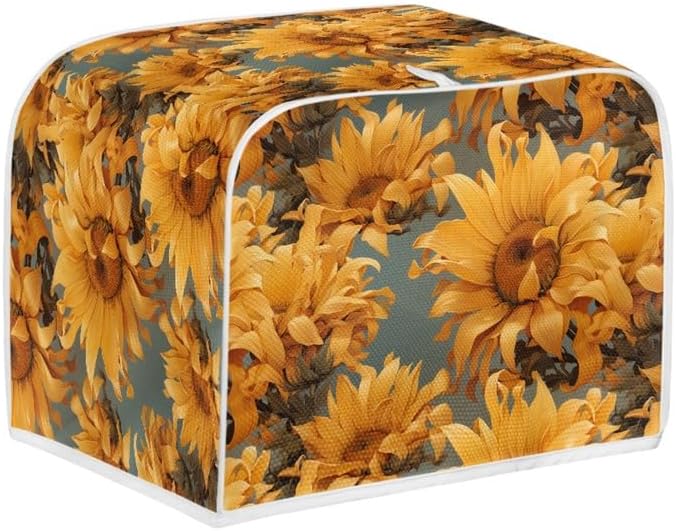 4 Slice Toaster Cover Van Gogh Style Sunflower, Plus Size Dust Cover, Oil Painting Flowers Yellow Protection