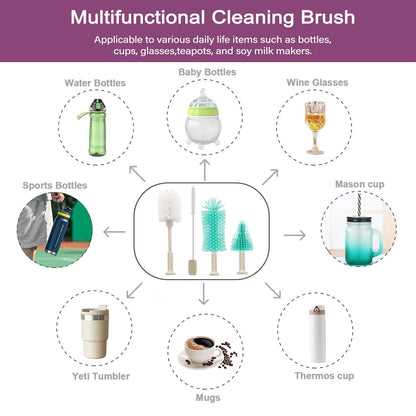 5 in 1 Electric Bottle Brush Cleaner Compatible Stanley Bottle Brush Straw Cleaner Multifunction Rechargeable IPX6 Waterproof Extra Long Design for Stanley Cup, Sports Bottle and More (Purple-1)