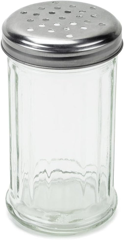 1 Pack 12oz. of Spice & Cheese Shaker|Glass Jar, Metal Lid & Extra Large Holes for Parmesan & Spices by Back of House