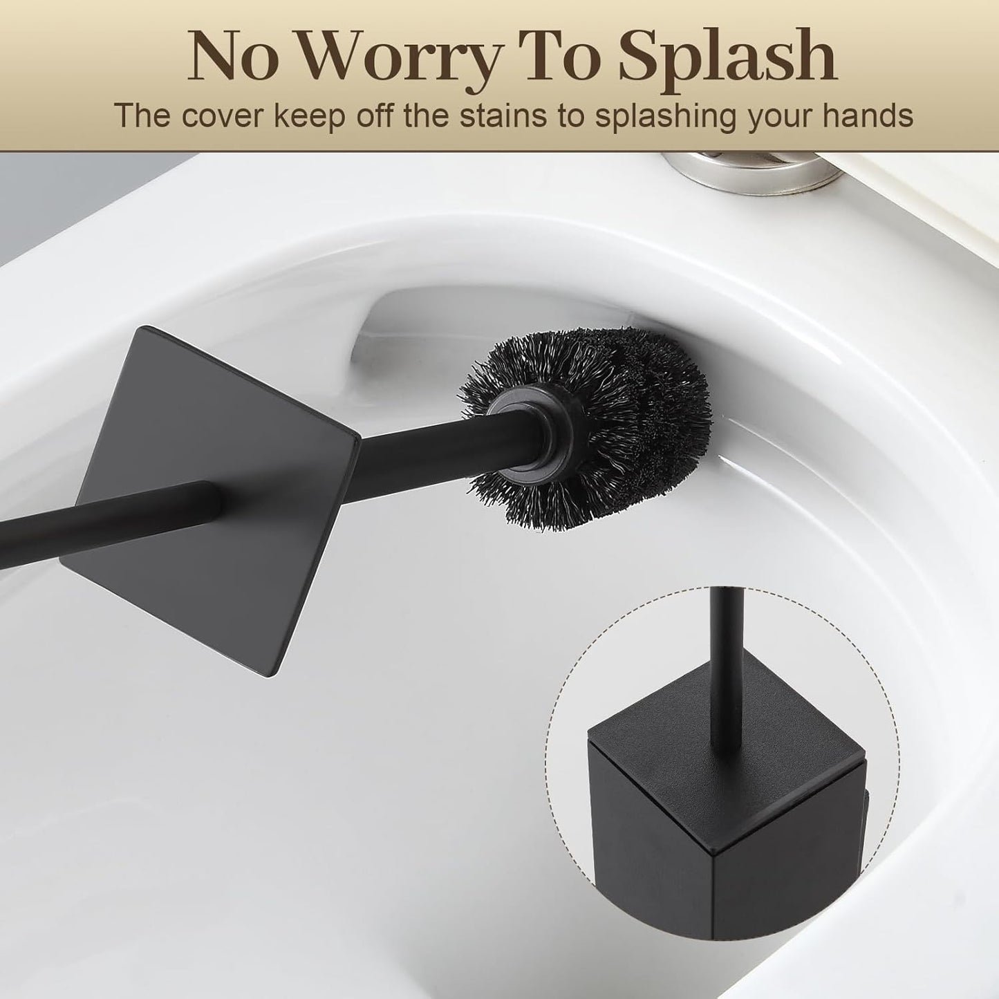 2 3M Toilet Brush and Holder Wall Mounted, Black Aluminum with Replaceable Heads, Bathroom Toilet Brush, Drill
