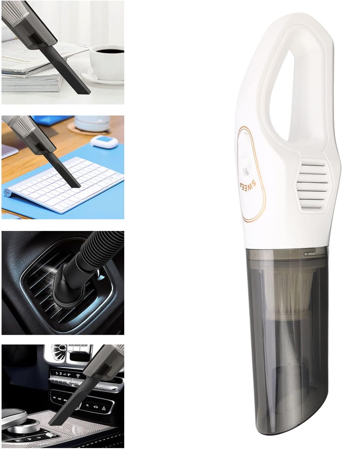 Handheld Vacuum, Cordless Car Hand Vacuum Cleaner, 120W 10000PA Mini USB Rechargeable Wireless with 3 Accessories