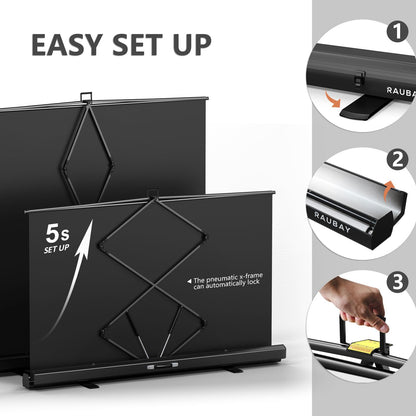【Wider Style】 RAUBAY 78.7 x 82.7in Large Collapsible White Backdrop Screen Portable Retractable Panel Photo Background with Stand for Video Conference, Photographic Studio, Streaming