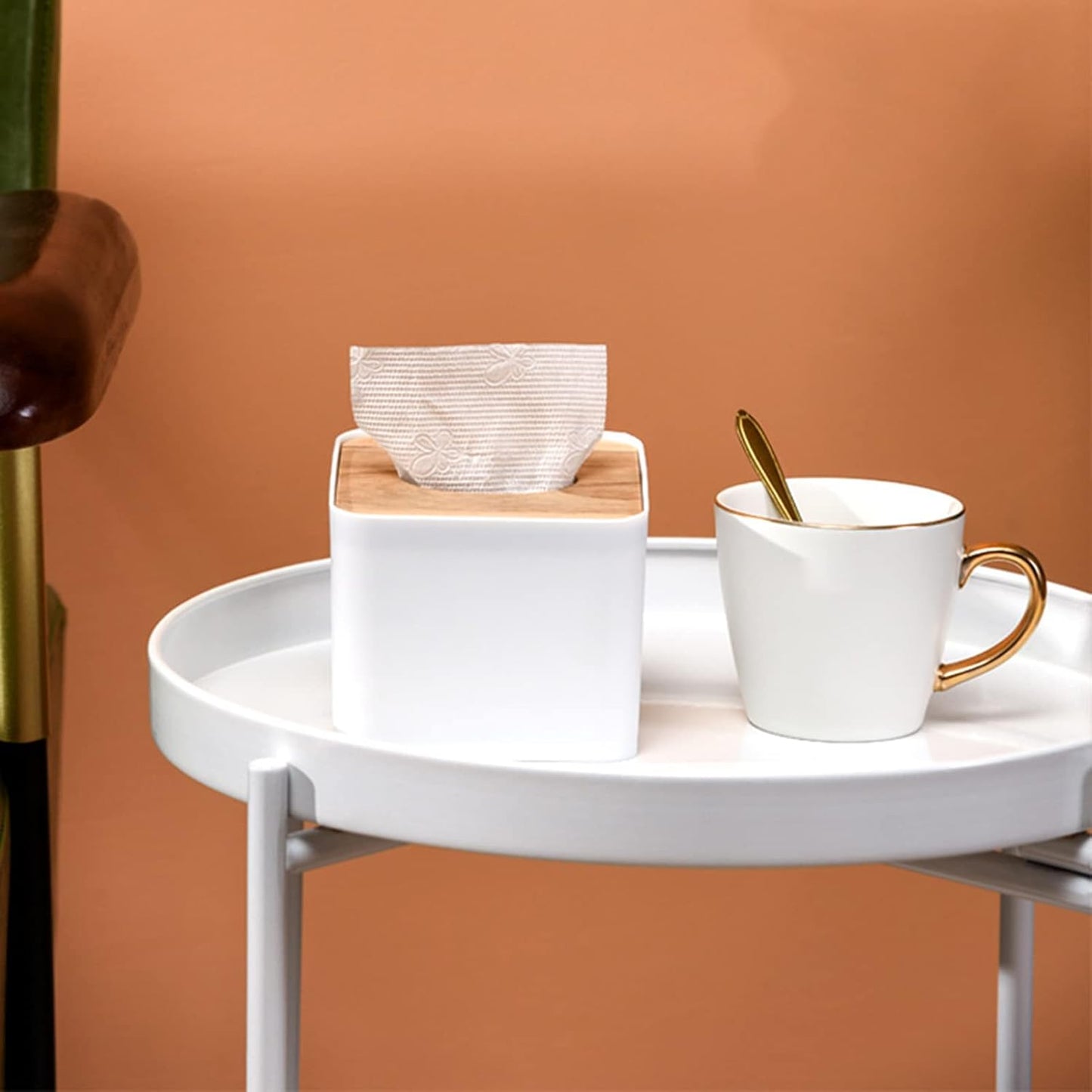 VEAREAR Sturdy Tissue Box Cover for Disposable Paper Facial Tissues, Mini Square Tissue Dispenser Holder for Bathroom