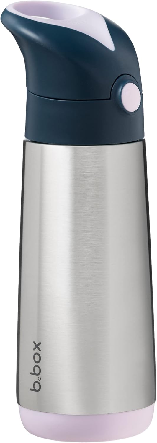 17 oz 15 b.box Insulated Water Bottle - Kids Water Bottle Stainless Steel w/Free Flow Silicone Straw, Keeps Drinks Cold