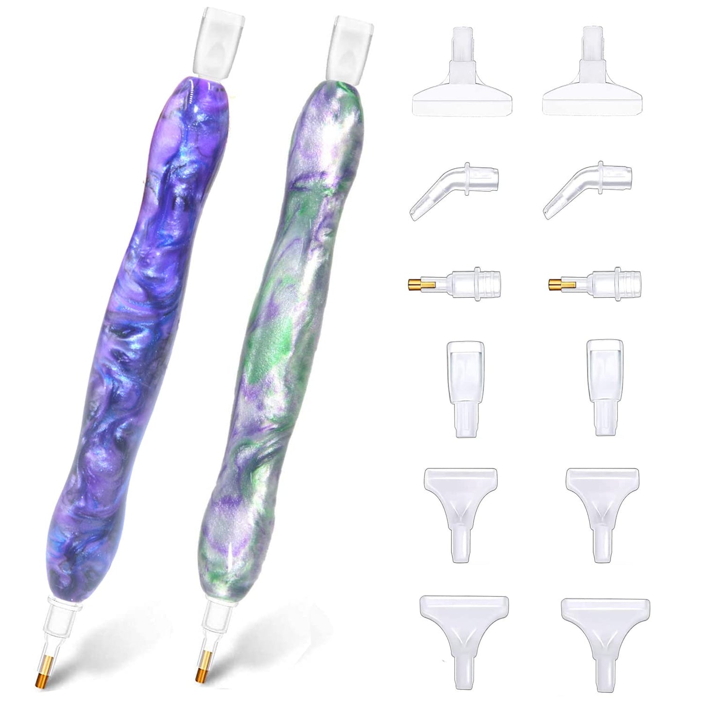 Praise V Do 2PC Diamond Painting Art Drill Bead Dotting Gem Dot Pen Accessories Picker Tools Kit for Adult, Nail Art Embroidery Decoration Stylus (Purple Orchid)