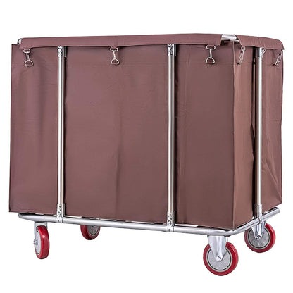 Heavy Duty Laundry Hamper Sorter Cart with 5 Inch Wheels, Large Rolling Trolley for Commercial/Industrial/Salon/Hotel - 330lbs Capacity (Blue 6 Tube) (Brown 6 Tube)
