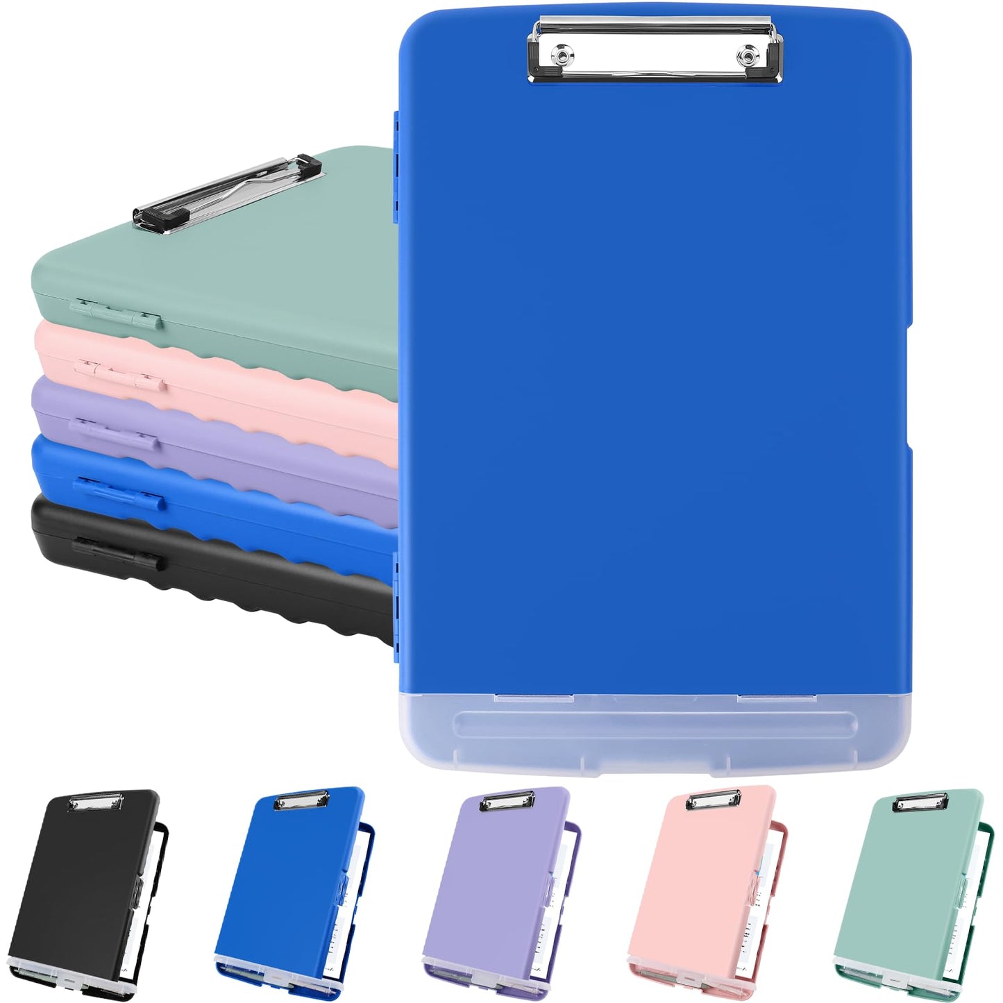 Meiikun Clipboard with Storage, Plastic Clipboards 8.5x11 with Pen Holder, High Capacity Nursing Clipboard Folder, Side Opening Storage Clip Board for Office Work Nurses Teachers (Blue)