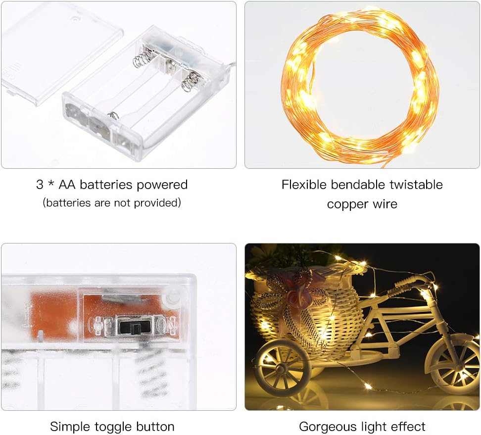 1 Pack (5m/16ft Ariceleo Led Fairy Lights Battery Operated, Mini Battery Powered Copper Wire Starry Fairy Lights