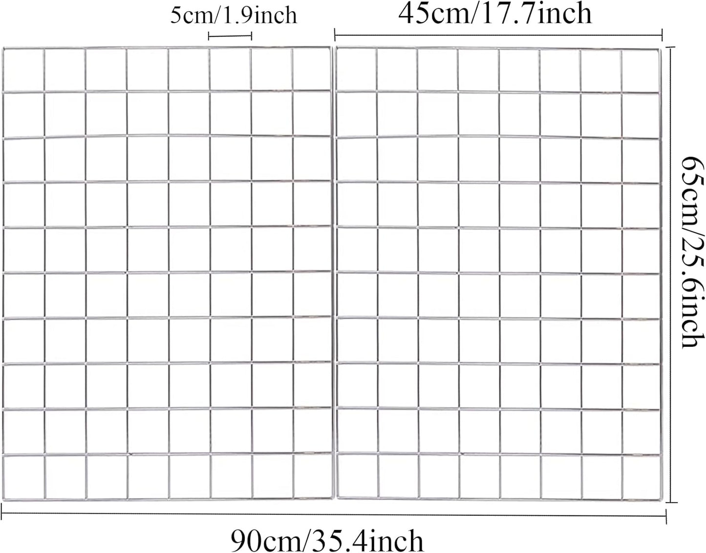 GBYAN Wall Grid Silver Wire Photo Grid Panels, 25.6"x17.7, 2 Pack Desk Wall Organizer Metal Memo Board
